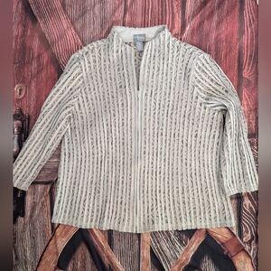 Chico's Travelers Collection Pewter Lace Jacket